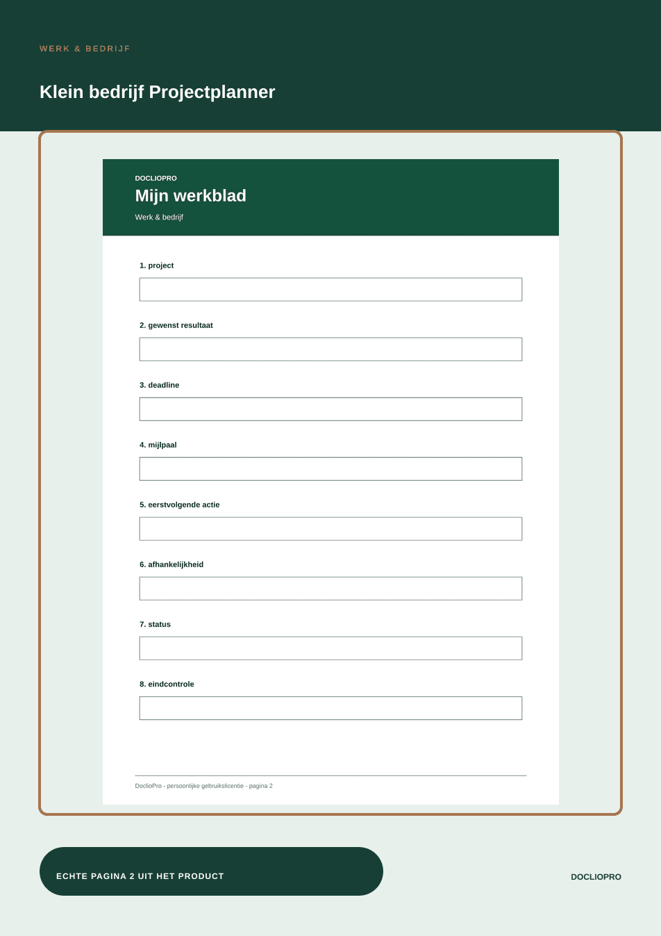 Inhoudsvoorbeeld 2 van Klein bedrijf Projectplanner