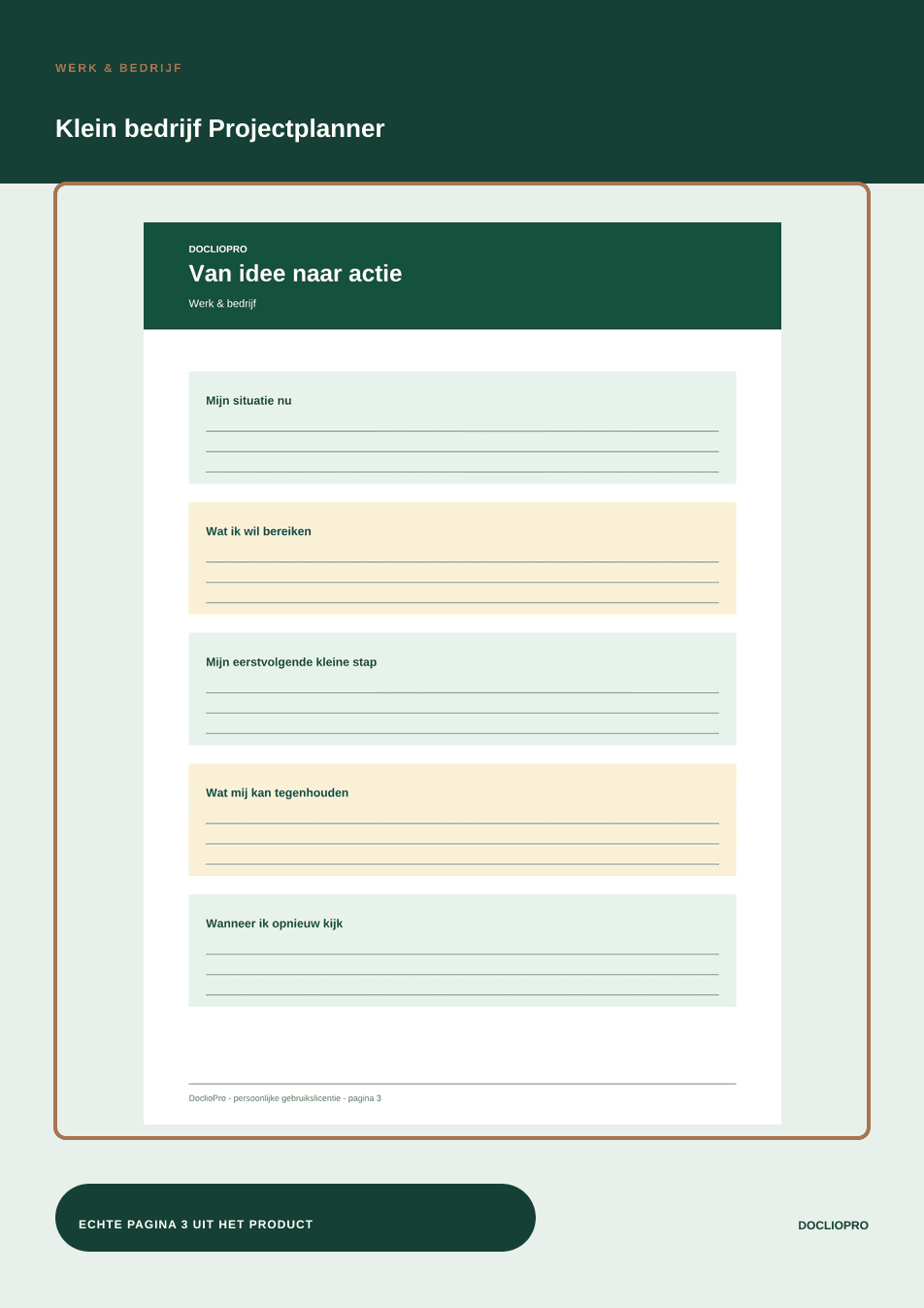 Inhoudsvoorbeeld 3 van Klein bedrijf Projectplanner