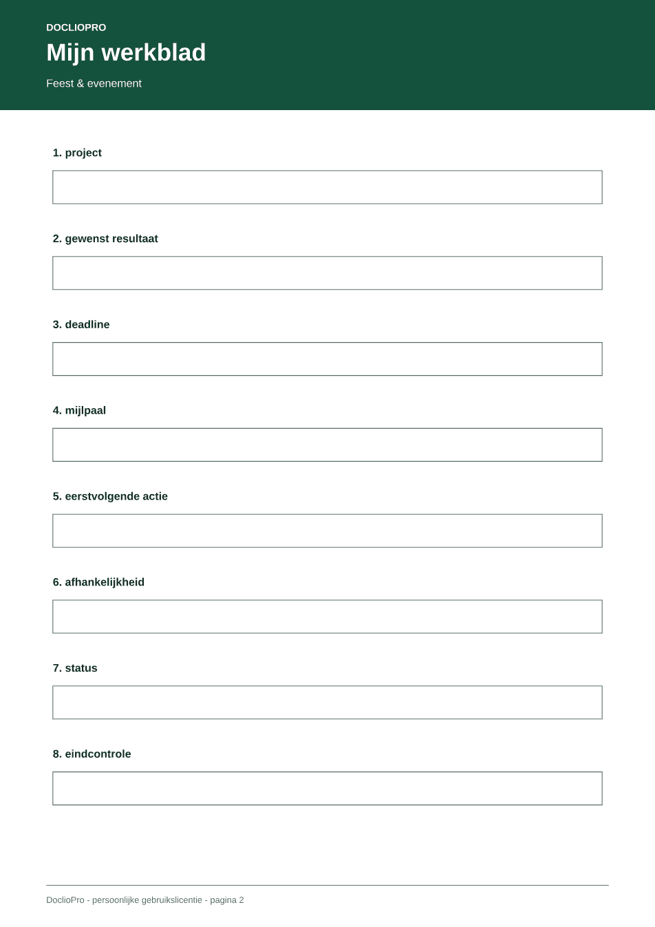 Inhoudsvoorbeeld 2 van Feest & evenement Projectplanner