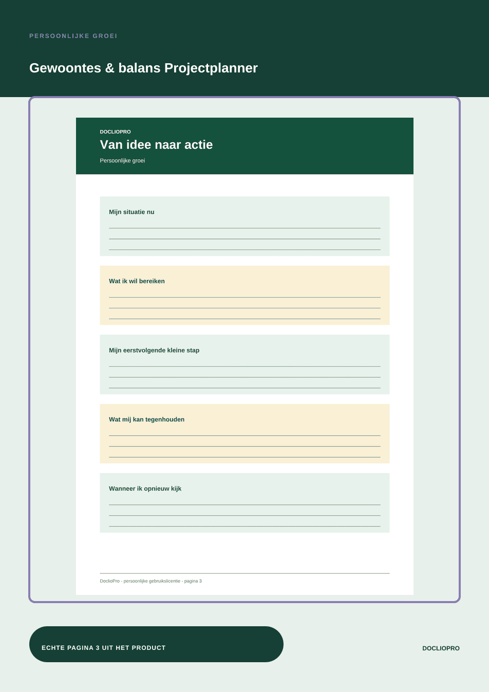 Inhoudsvoorbeeld 3 van Gewoontes & balans Projectplanner