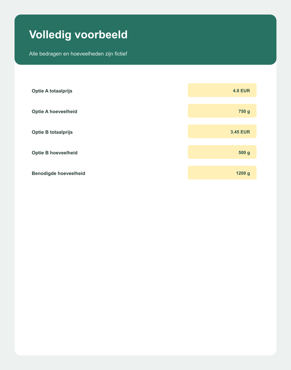 Inhoudsvoorbeeld 2 van Basisvergelijker – Excel-tool