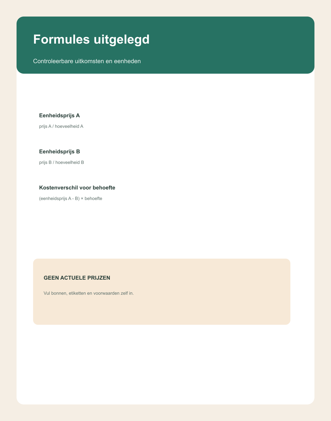 Inhoudsvoorbeeld 3 van Basisvergelijker – Excel-tool