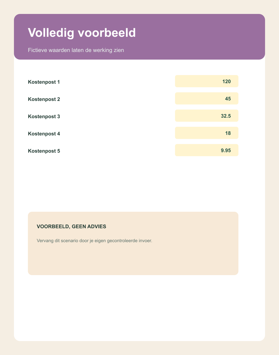 Inhoudsvoorbeeld 3 van Content Kosten Totaalcalculator