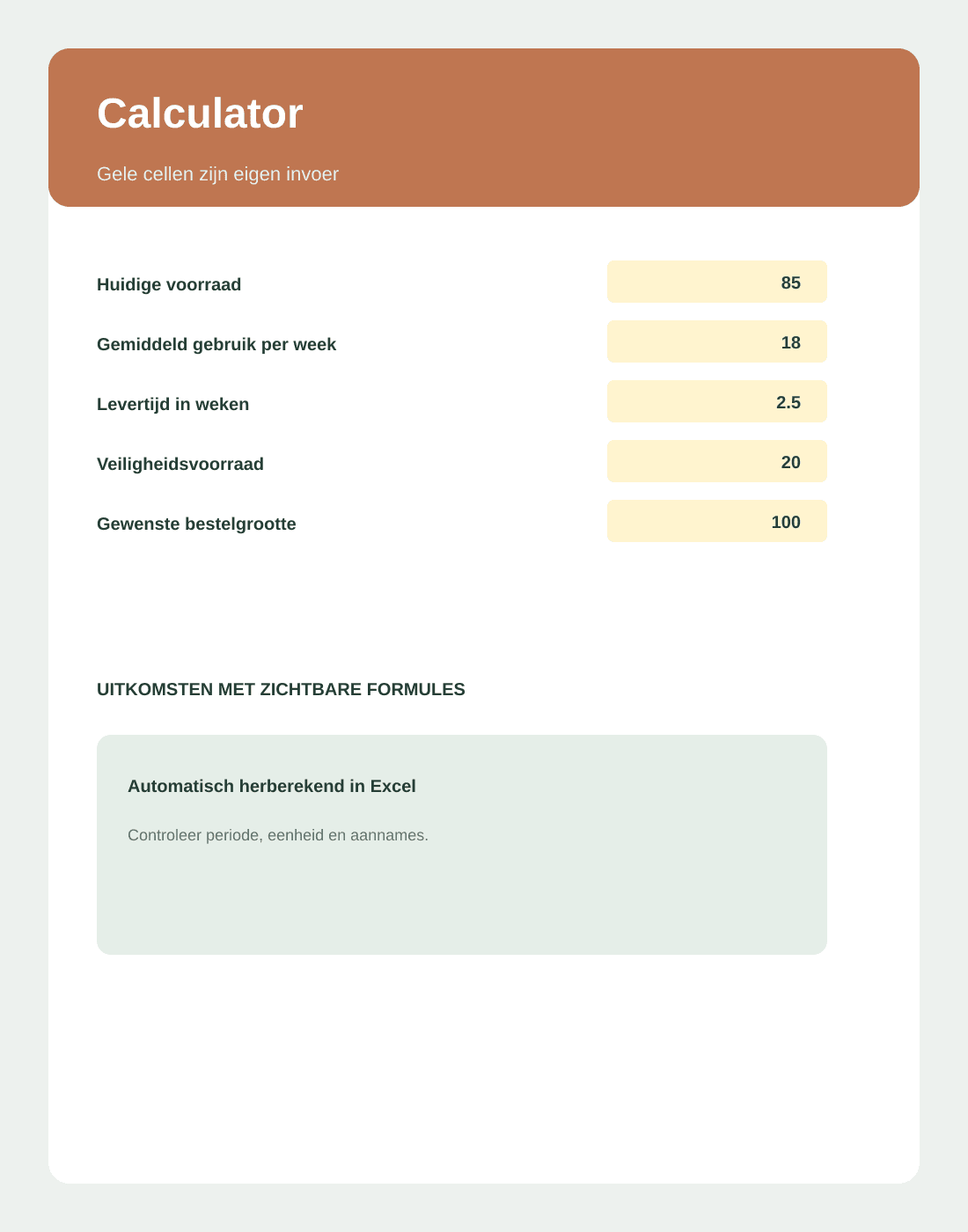 Inhoudsvoorbeeld 2 van Online Verkoop Voorraad & Herbestelcalculator