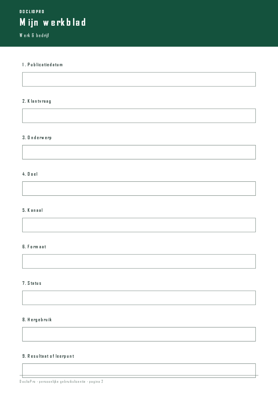 Inhoudsvoorbeeld 2 van Praktische Contentkalender