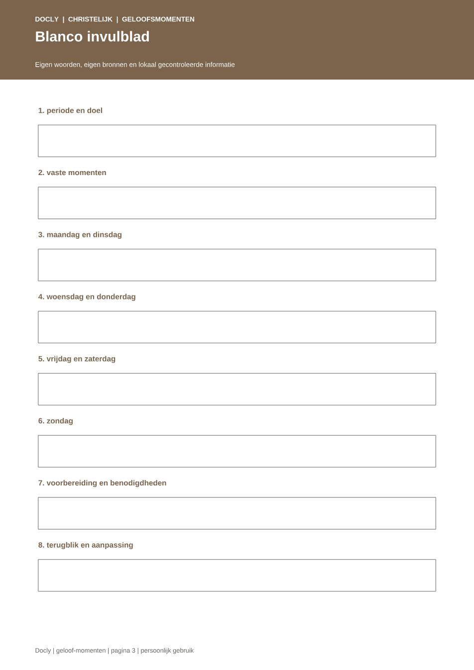 Inhoudsvoorbeeld 2 van Christelijk Persoonlijk weekritme Weekplanner