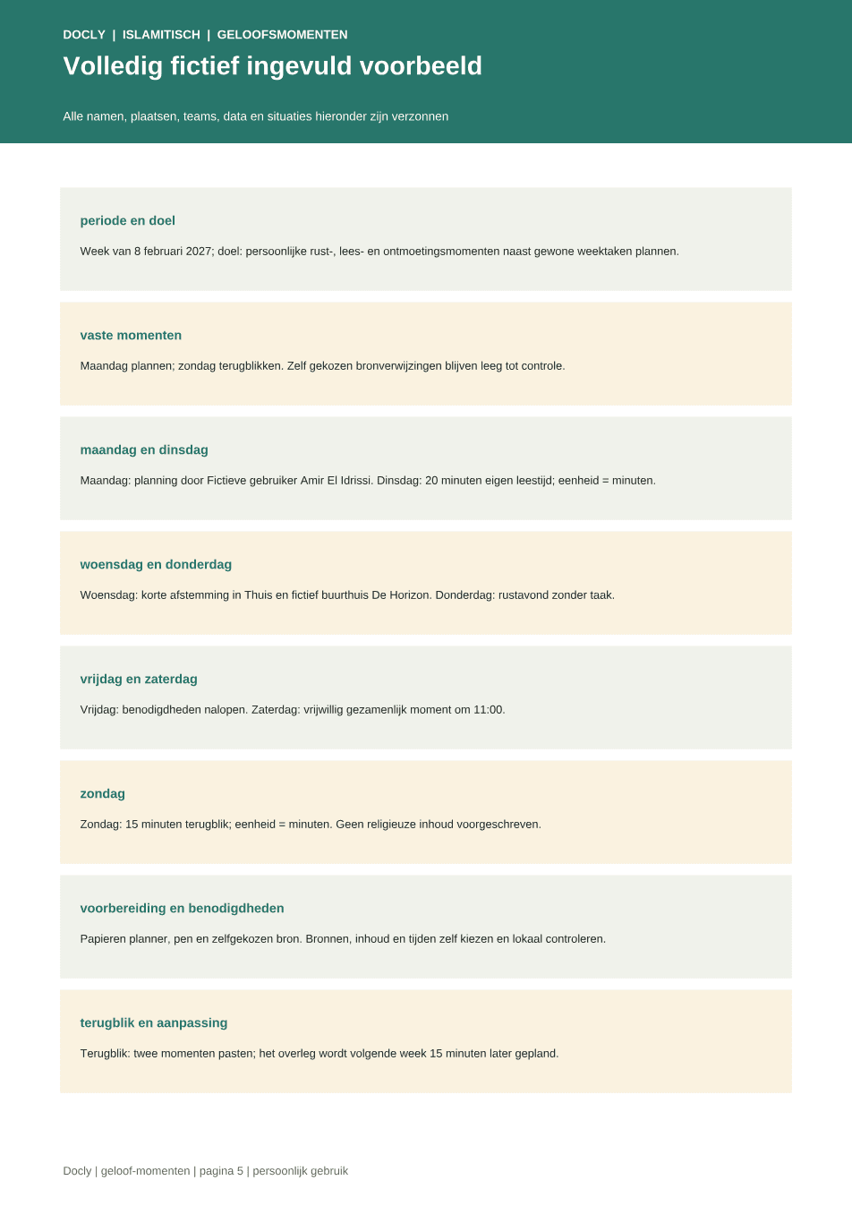Inhoudsvoorbeeld 3 van Islamitisch Persoonlijk weekritme Weekplanner