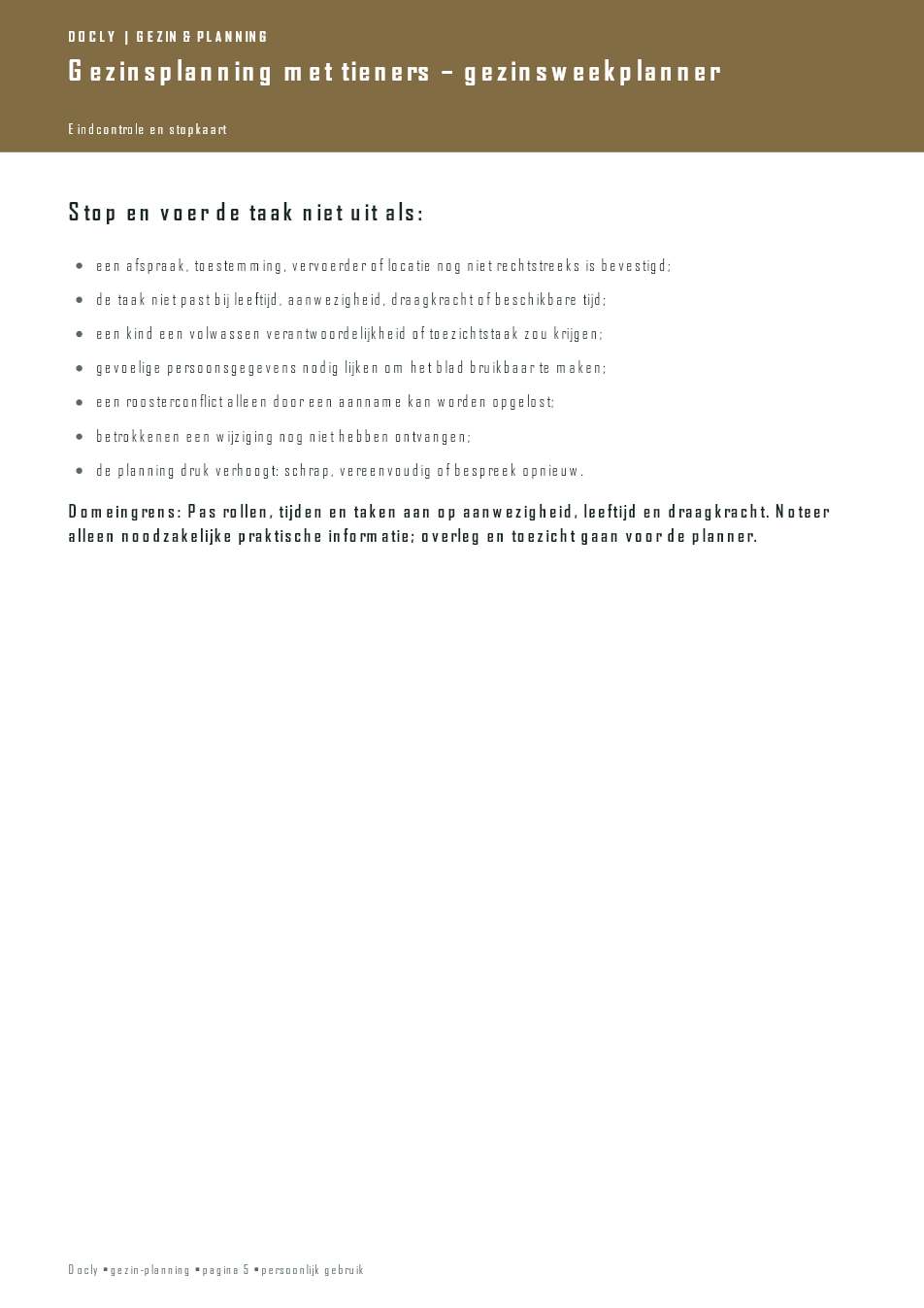 Inhoudsvoorbeeld 3 van Gezinsplanning met tieners – gezinsweekplanner