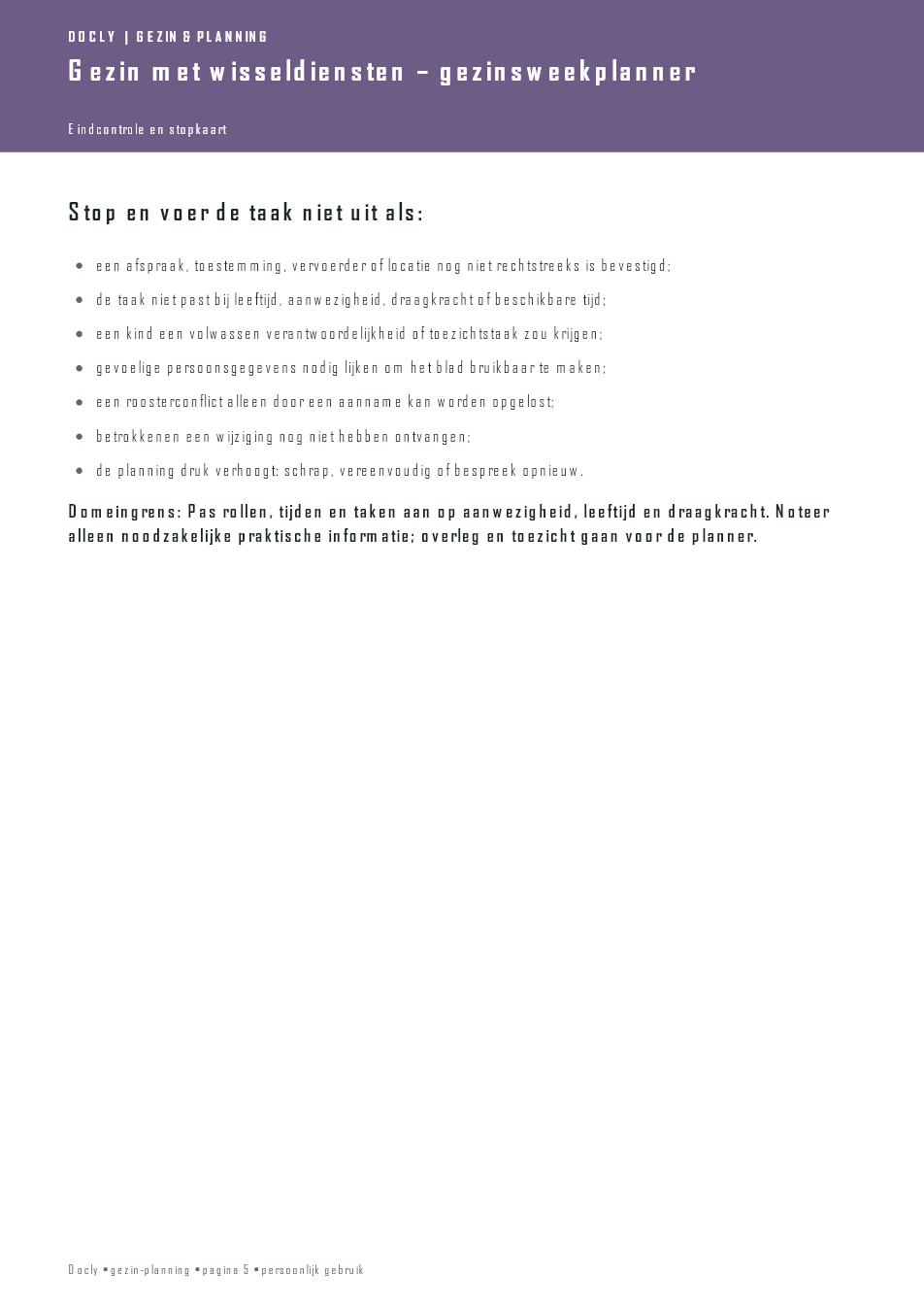 Inhoudsvoorbeeld 3 van Gezin met wisseldiensten – gezinsweekplanner