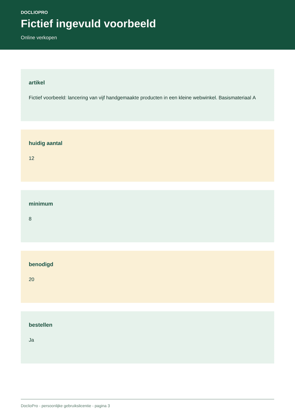 Inhoudsvoorbeeld 3 van Webshop Voorraad & Materiaallijst