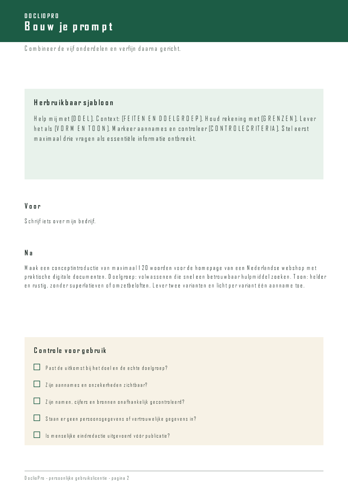 Inhoudsvoorbeeld 2 van Het Heldere Promptcanvas