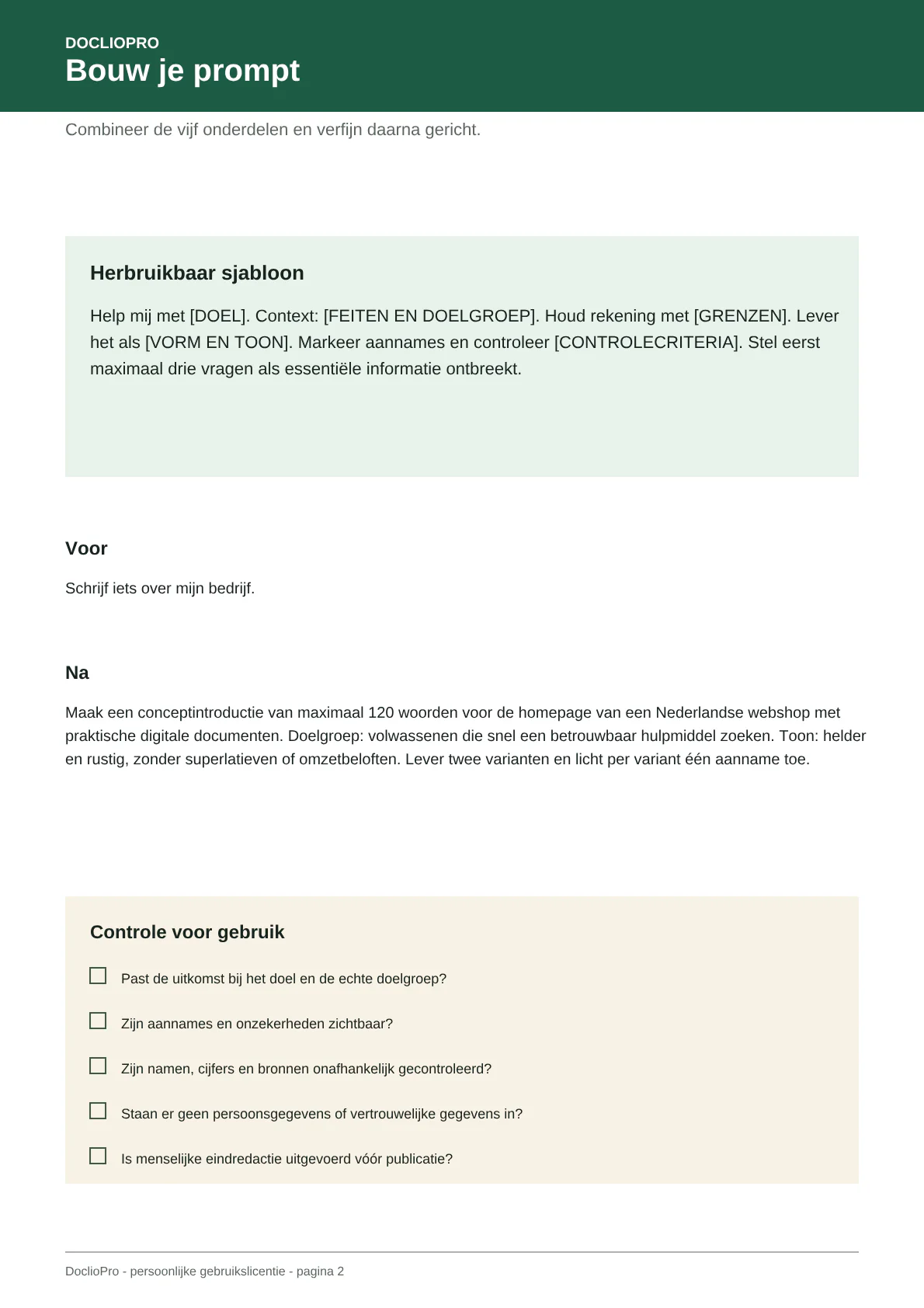 Inhoudsvoorbeeld 2 van Het Heldere Promptcanvas
