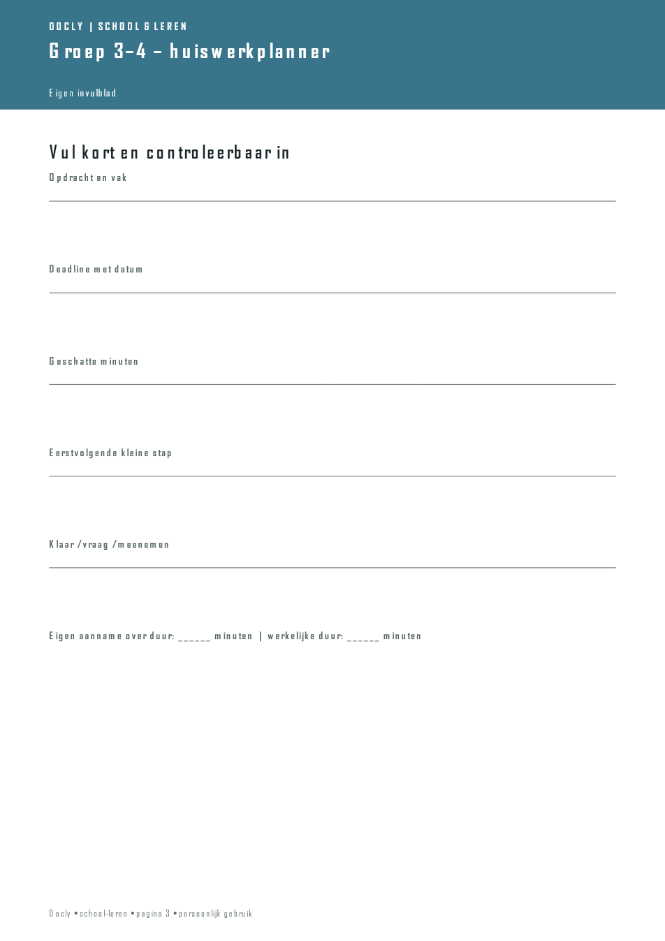 Inhoudsvoorbeeld 2 van Groep 3–4 – huiswerkplanner