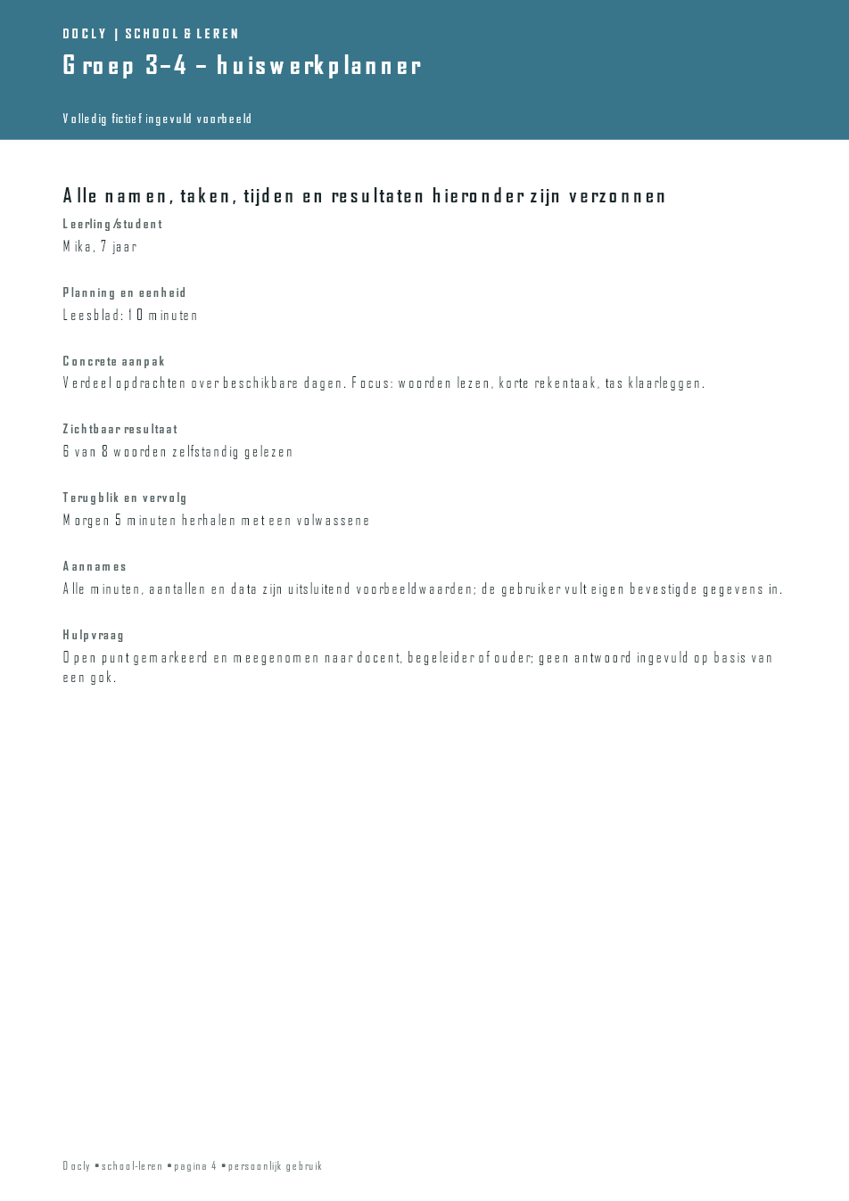 Inhoudsvoorbeeld 3 van Groep 3–4 – huiswerkplanner
