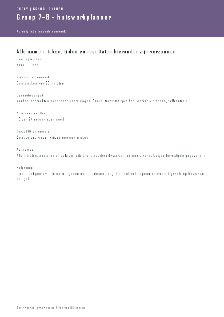 Inhoudsvoorbeeld 3 van Groep 7–8 – huiswerkplanner