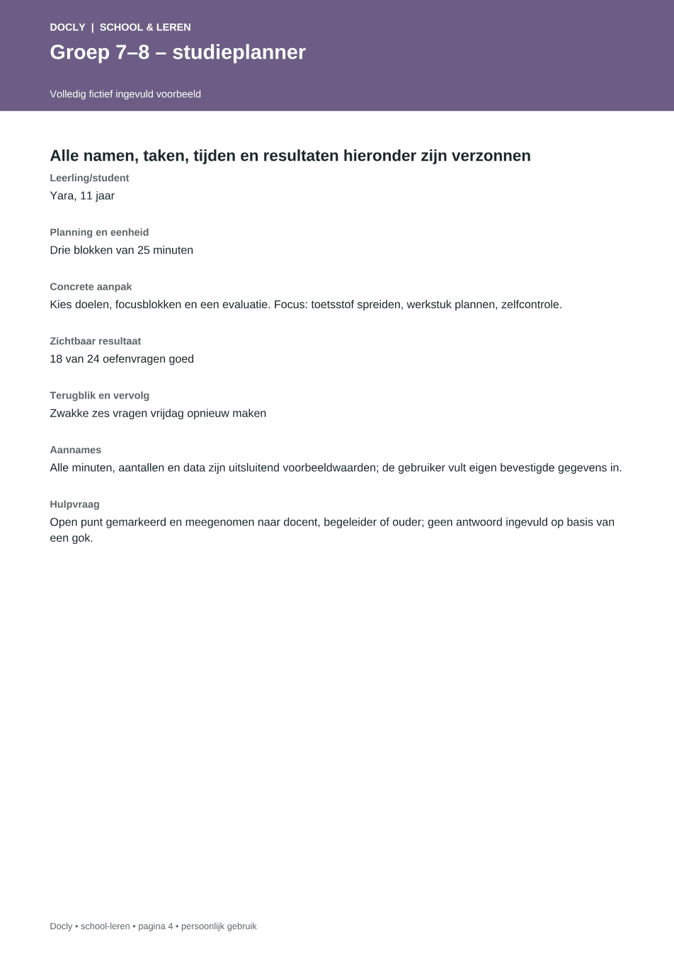 Inhoudsvoorbeeld 3 van Groep 7–8 – studieplanner